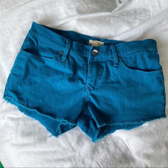 Roxy Teal Jean Short Shorts - Picture 1 of 4